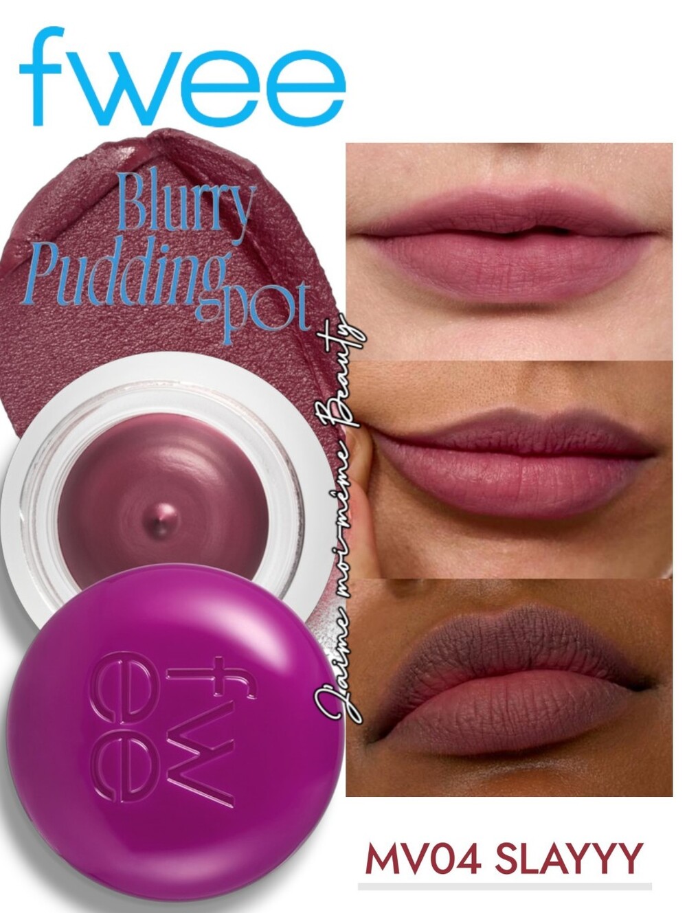 FWEE Blurry Pudding Pot LIP & CHEEK CREAM BLUSH MV04 Slayyy - COOL Mauve Pink